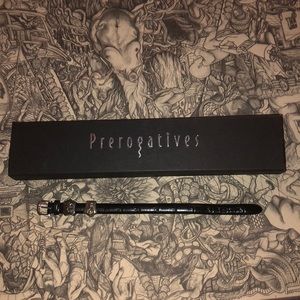 Prerogatives Black Leather Bracelet Silver Sliders